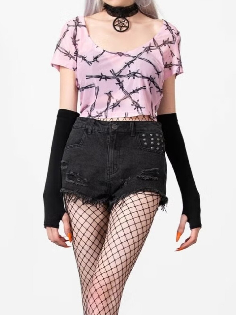 KILLSTAR Pink Barbed Wire Crop Top